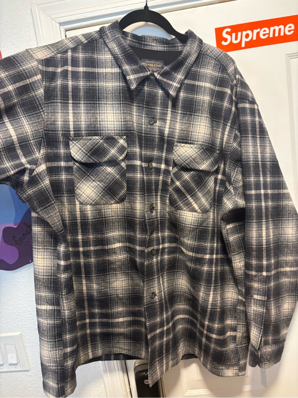 Pendleton Black and White Plaid Shirt Jacket